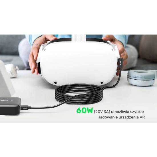 Kabel USB-C - USB-C VR Link Pro obsługuje 5Gps 60W Unitek C14094ABK01-5M