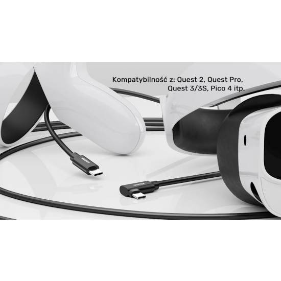 Kabel USB-C - USB-C VR Link Pro obsługuje 5Gps 60W Unitek C14094ABK01-5M