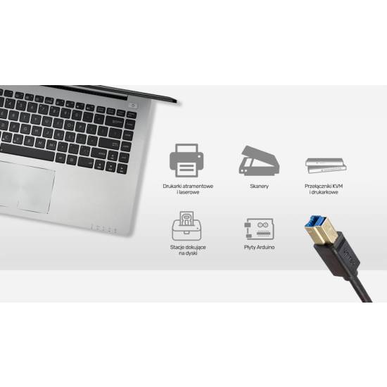 Kabel USB 3.0 A-B 2,0m Unitek C14095BK-2M do drukarki