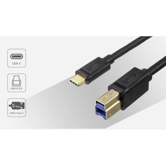 Kabel USB 3.0 USB C na USB B 2,0m Unitek C14096BK-2M do drukarki