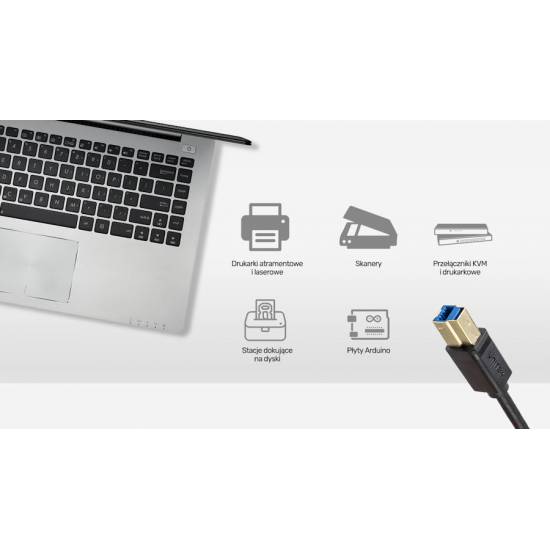 Kabel USB 3.0 USB C na USB B 2,0m Unitek C14096BK-2M do drukarki