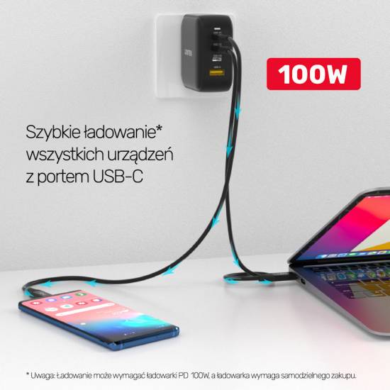 Kabel USB C 4.0 PowerDelivery 100W 40Gbps 0,8m Unitek C14100BK-0.8M