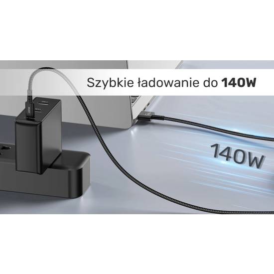 Kabel zasilający 140W USB-C na MagSafe 3 1,0m Unitek C14121BK-1M