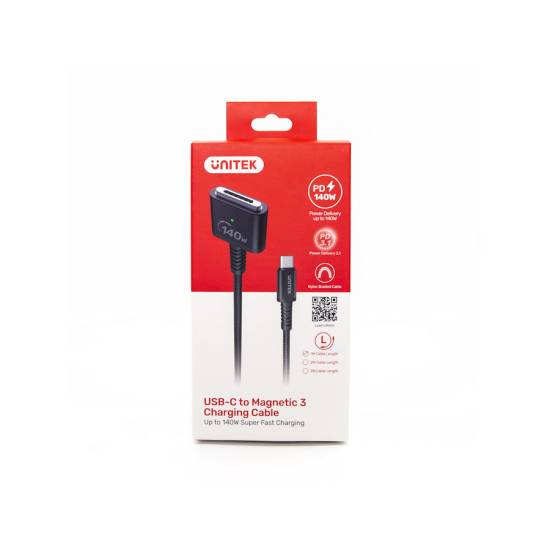 Kabel zasilający 140W USB-C na MagSafe 3 1,0m Unitek C14121BK-1M