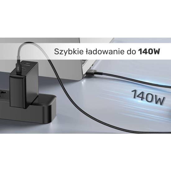 Kabel zasilający 140W USB-C na MagSafe 3 2,0m Unitek C14121BK-2M