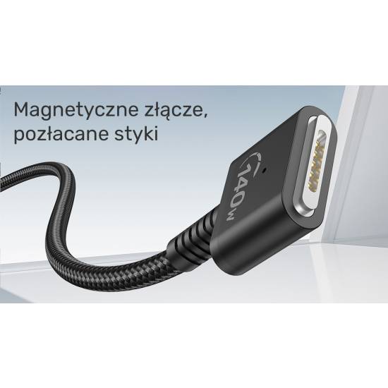 Kabel zasilający 140W USB-C na MagSafe 3 2,0m Unitek C14121BK-2M