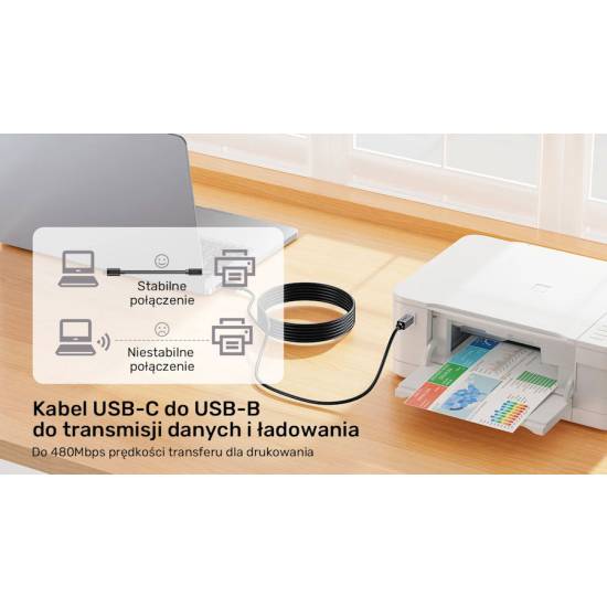 Kabel USB-C USB-B USB 2.0 5,0m Unitek C14140ABK03-5M
