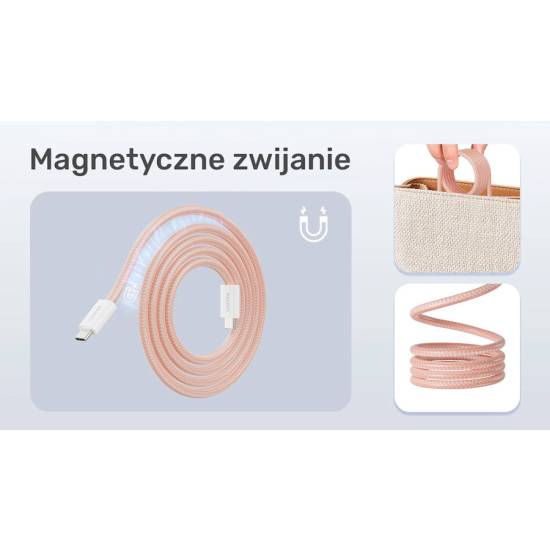 Kabel USB-C -> USB-C PD 100W 1,0m zwijany magnetycznie Unitek C14141ACL01-1M beżowy