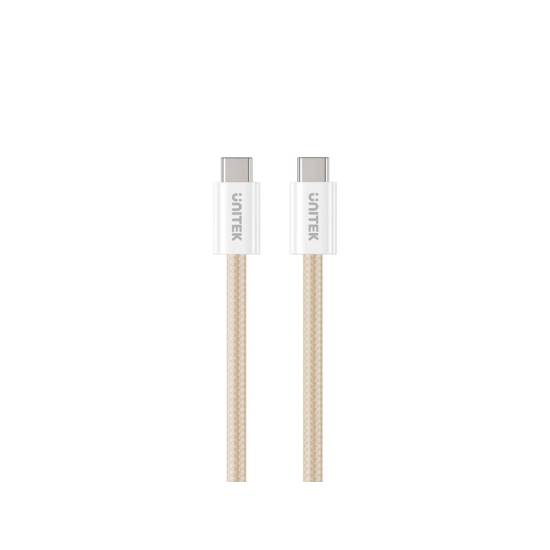 Kabel USB-C -> USB-C PD 100W 1,0m zwijany magnetycznie Unitek C14141ACL01-1M beżowy