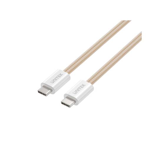 Kabel USB-C -> USB-C PD 100W 1,0m zwijany magnetycznie Unitek C14141ACL01-1M beżowy