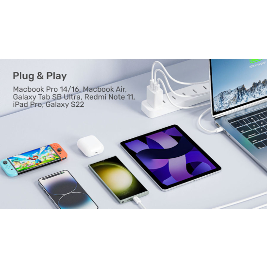 Kabel USB-C -> USB-C PD 100W 1,0m zwijany magnetycznie Unitek C14141APK01-1M różowy