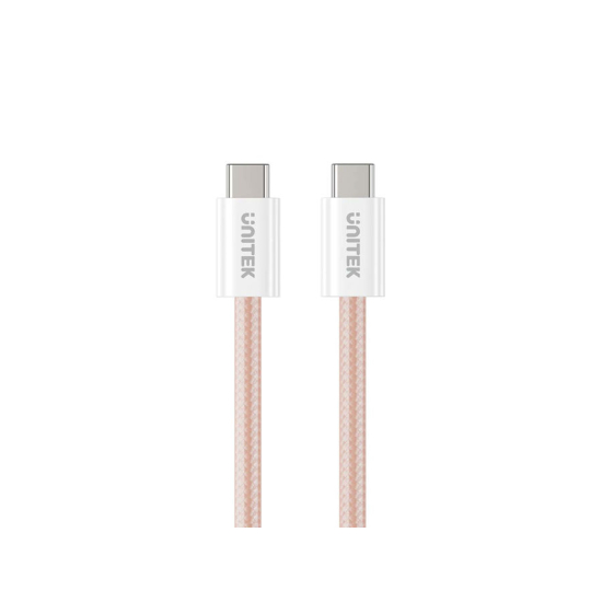 Kabel USB-C -> USB-C PD 100W 1,0m zwijany magnetycznie Unitek C14141APK01-1M różowy