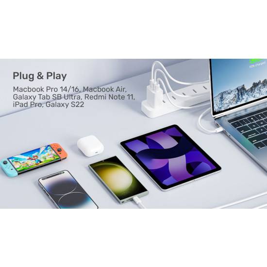 Kabel USB-C -> USB-C 100W 1,0m zwijany magnetycznie Unitek C14141AWH01-1M biały