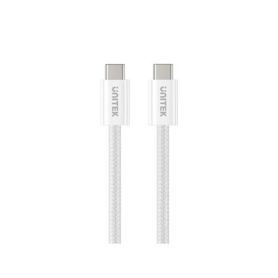 Kabel USB-C -> USB-C 100W 1,0m zwijany magnetycznie Unitek C14141AWH01-1M biały