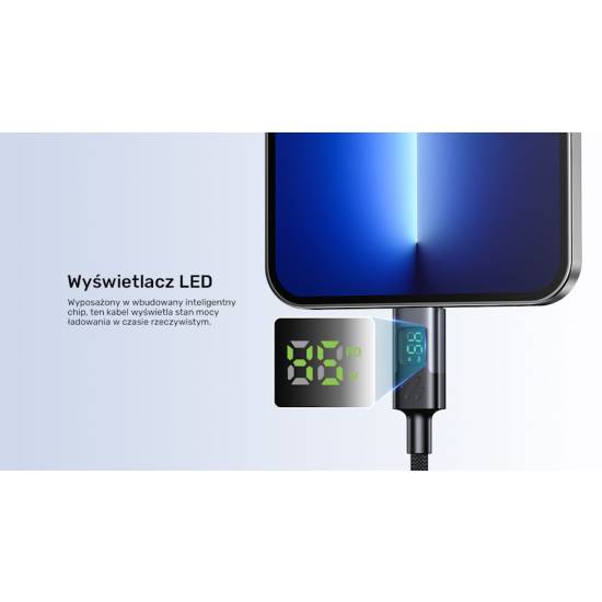 Kabel USB-C - USB-C PD 60W 480Mbps z wyświetlaczem 2,0m Unitek C14158ABK01-2M