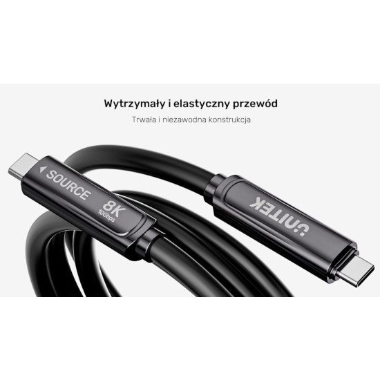 Kabel optyczny USB-C 8K@30Hz 10Gbps PD60W 7,0m Unitek C14178ABK01-7M