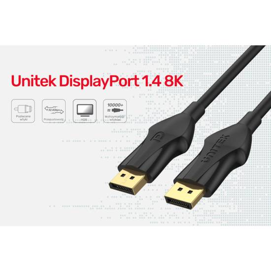 Kabel DisplayPort 1.4 M/M 8K@60Hz 5,0m Unitek C1624BK-5M czarny
