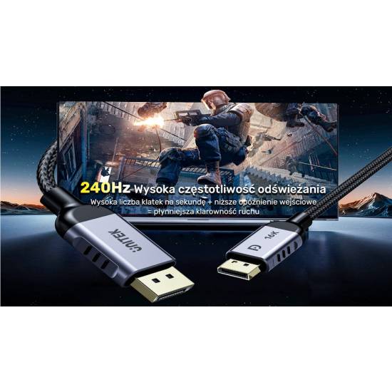 Kabel DisplayPort 2.1 8K@120Hz 2m Unitek C1626GY01-2M