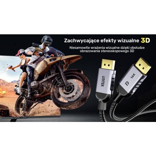Kabel DisplayPort 2.1 8K@120Hz 2m Unitek C1626GY01-2M