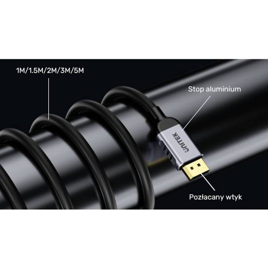 Kabel DisplayPort 1.4 M/M 8K@60Hz HDR DSC 1,5m Unitek C1628GY01-1.5M