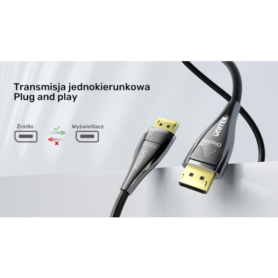 Kabel optyczny DisplayPort 2.1 M/M AOC 8K 10m Unitek C1631ABK01-10M