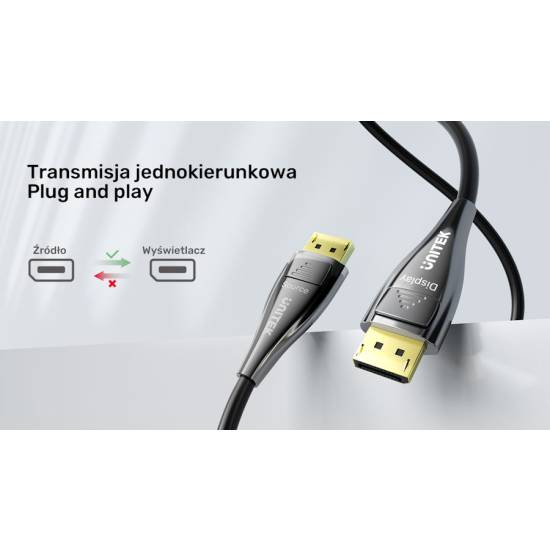 Kabel optyczny DisplayPort 2.1 M/M AOC 8K 10m Unitek C1631ABK01-30M