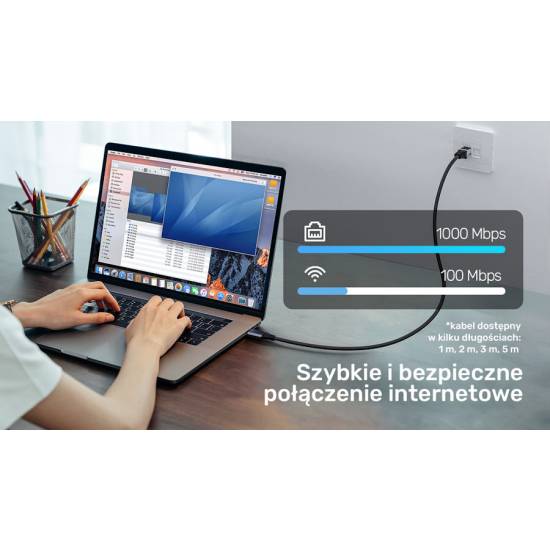Adapter / karta sieciowa USB-C RJ45 1Gbps kabel 1m Unitek C18148AGY01-1M