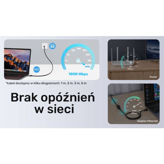 Adapter / karta sieciowa USB-C RJ45 1Gbps kabel 1m Unitek C18148AGY01-1M