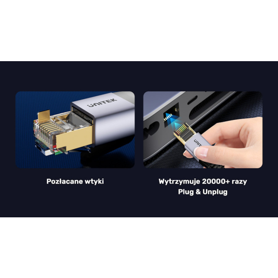 Patch cord SFTP kat.8 10,0m Unitek C18149AGY03-10M czarny