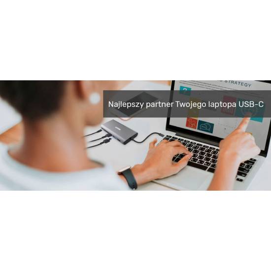 Hub USB-C -> USB x2 HDMI 4K VGA RJ45 PD czytnik SD audio Unitek D1019B