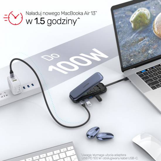 Hub USB-C -> USB 3.1 x2 USB-C x2 10Gbps PD 100W slot M.2 HDMI 4K Unitek D1046A
