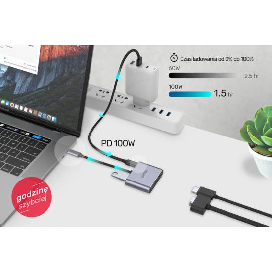 Hub USB-C -> USB 3.1 HDMI VGA PD 100W Unitek D1049A