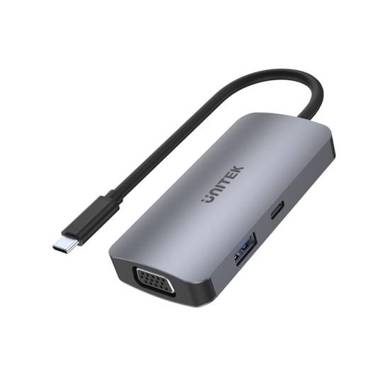 Hub USB-C -> USB 3.1 x1 VGA 2xHDMI PD 100W MST Unitek D1051A
