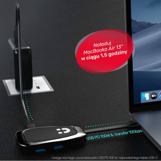 Hub USB-C -> USB 3.1 x2 10Gbps plus PD 100W HDMI 4K Unitek D1053A