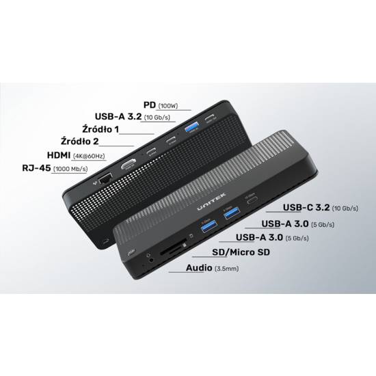 Przełącznik KVM HDMI 2.0 USB-C x2 11 portów Unitek D1077A