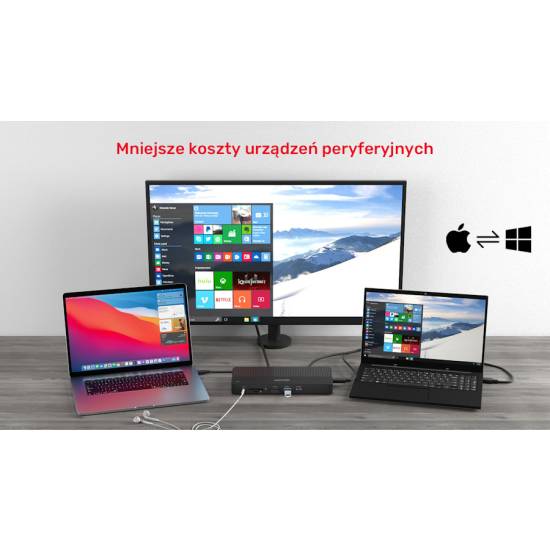 Przełącznik KVM HDMI 2.0 USB-C x2 11 portów Unitek D1077A