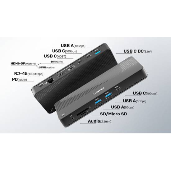 Stacja dokująca 12w1 HDMI 8K USB 4.0 PD 100W Unitek D1079A