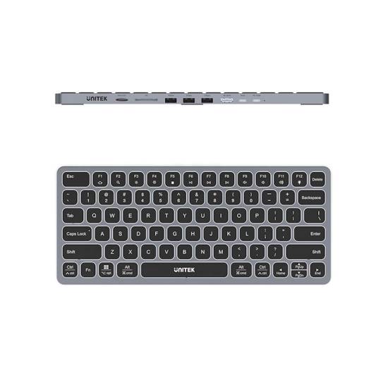 Klawiatura USB-C multiport 9w1 HDMI 4K czytnik kart SD audio PD 100W Unitek D1092A