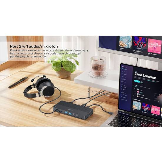 Przełącznik KVM USB-C 2xPC 2xHDMI 1xDP 3xUSB SD/micro SD PD 100W Unitek D1103A01