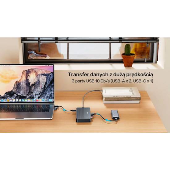 Przełącznik KVM USB-C 2xPC 2xHDMI 1xDP 3xUSB SD/micro SD PD 100W Unitek D1103A01