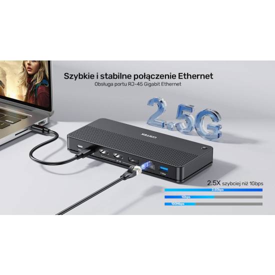 Stacja dokująca USB-C 13w1 MST HDMI DisplayPort 8K PD 100W Unitek D1104A01