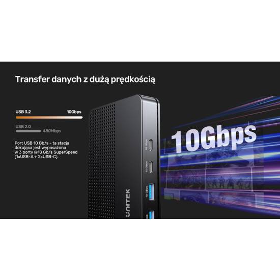 Stacja dokująca USB-C 13w1 MST HDMI DisplayPort 8K PD 100W Unitek D1104A01
