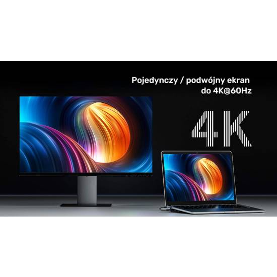 Stacja dokująca multiport KVM USB-C HDMI x2 DP x1 MST PD 100W Unitek D1106AGY01