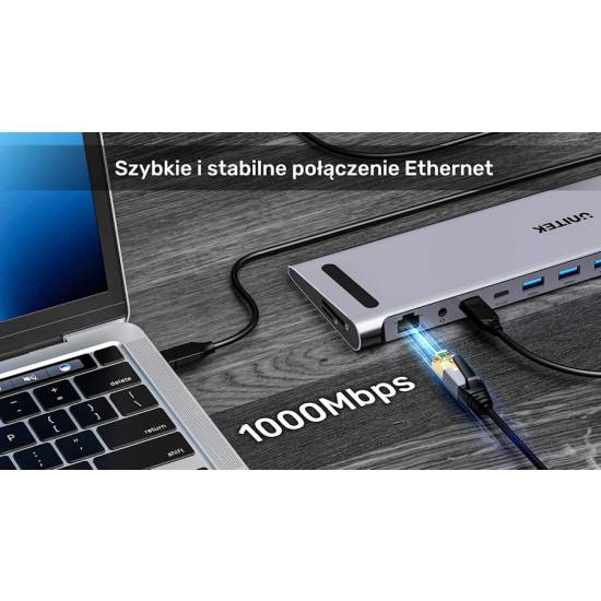 Stacja dokująca multiport KVM USB-C HDMI x2 DP x1 MST PD 100W Unitek D1106AGY01