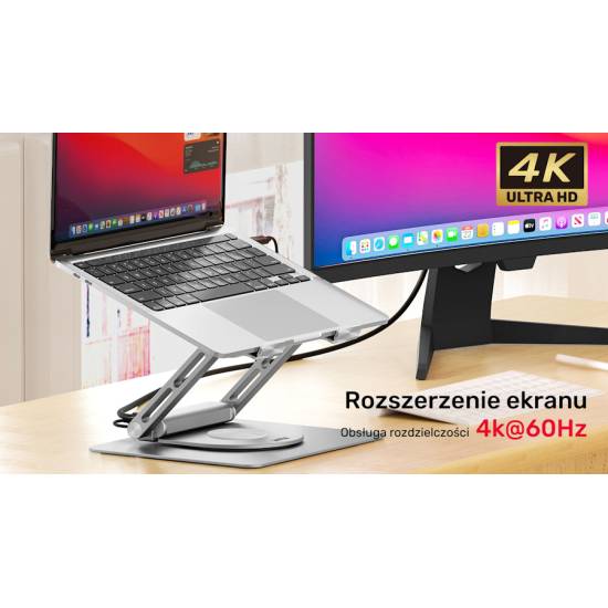 Podstawka pod laptop składana obrotowa USB-C HDMI PD 100W Unitek D1109A