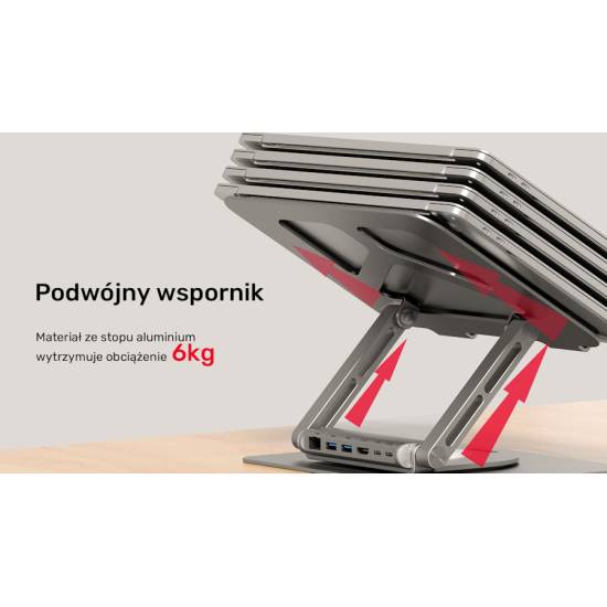 Podstawka pod laptop składana obrotowa USB-C HDMI PD 100W Unitek D1109A