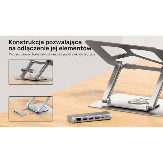 Podstawka pod laptop składana obrotowa USB-C HDMI PD 100W Unitek D1109A