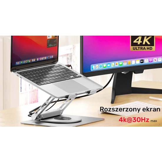 Podstawka pod notebooka z odłączanym hubem USB-C HDMI 4K PD 100W Unitek D1109B01