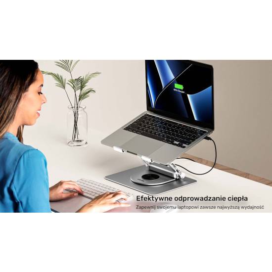 Podstawka pod notebooka z odłączanym hubem USB-C HDMI 4K PD 100W Unitek D1109B01