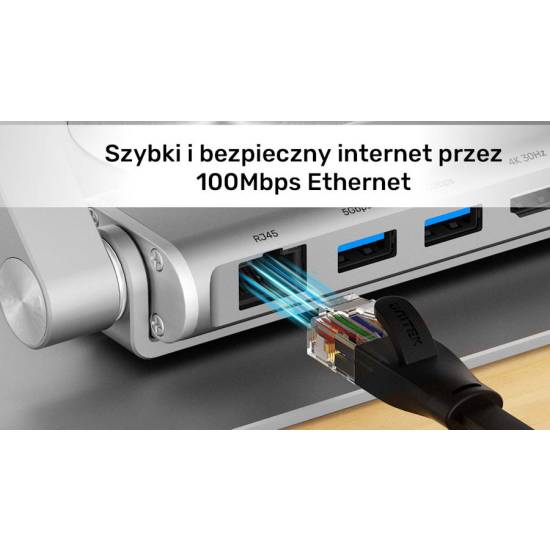 Podstawka pod notebooka z odłączanym hubem USB-C HDMI 4K PD 100W Unitek D1109B01